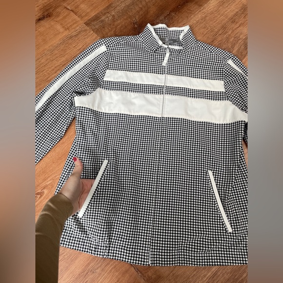 Talbots women's sport jacket windbreaker gingham striped MEDIUM athleisure zipup - Picture 9 of 15